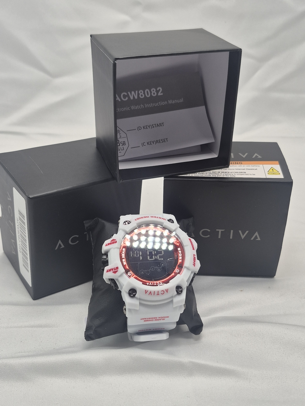 Ativa White and Red Rugged Digital Sports Watch